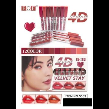 FOF 4d Lip Gloss Velvet Stay Color Perfectly 12pc Superb Long Lasting Waterproof Matte Nude Lip Gloss571_877