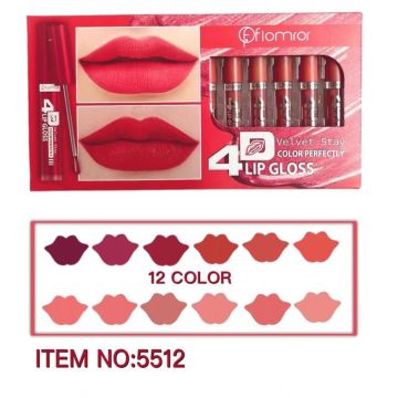 Flomror 4d Lip Gloss Velvet Stay Color Perfectly 12pc 5512 Superb Long Lasting Waterproof Matte Nude Lip Gloss60_898