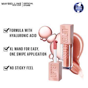 Maybelline New York Lifter Gloss Hydrating Lip Gloss with Hyaluronic Acid - 002 Ice908_288