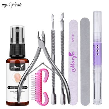 Myyeah 8Pcs Nail Cuticle Remover Kit Nail File Buffer Cuticle Softener Pusher Scissors Nutriotion Oil Nail Repair Manicure Tools977_529