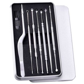 Silver 7Pcs Stainless Steel Ear Pick Spoon Ear Wax Cleaner Tools901_301
