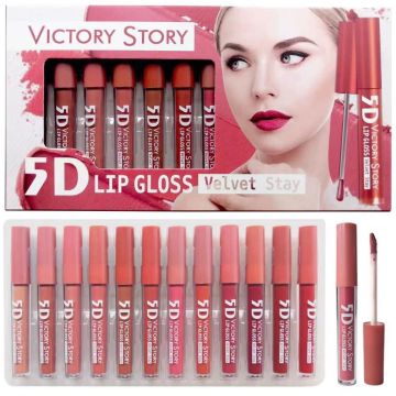 5d Lip Gloss Velvet Stay 12pc Victory Story Superb Long Lasting Waterproof Matte Nude Lip Gloss784_892